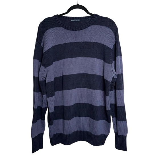Brandy Melville Striped Sweater Oversized Knit Pullover Navy Blue Large Slouchy - Picture 1 of 7